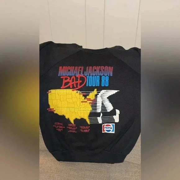 VTG 1988 Michael Jackson Bad Tour Concert Unisex LS Black Sweatshirt - Picture 4 of 16